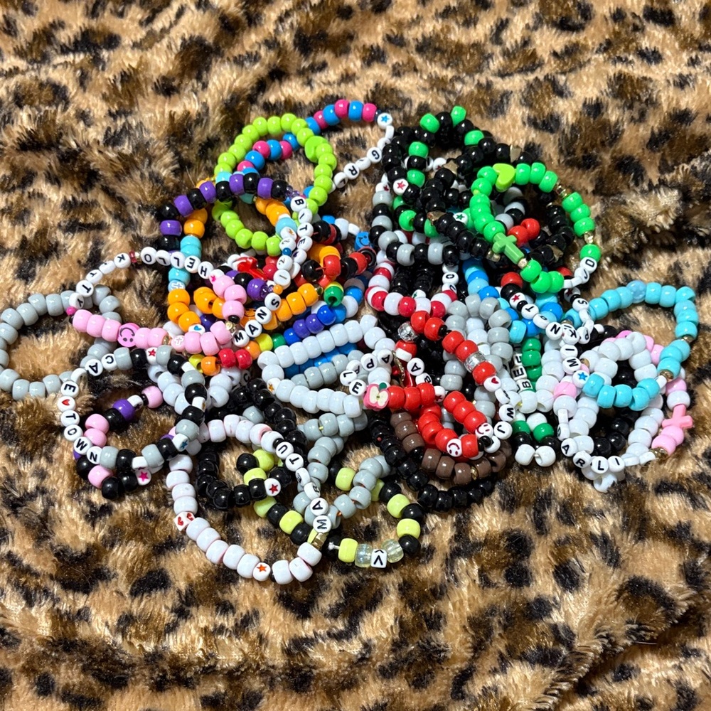 5 random homemade beaded/kandi bracelets!